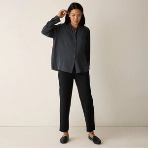 Eileen Fisher / SP / Organic Cotton / Black / Pull On Knit Pants / Eco / Scandi